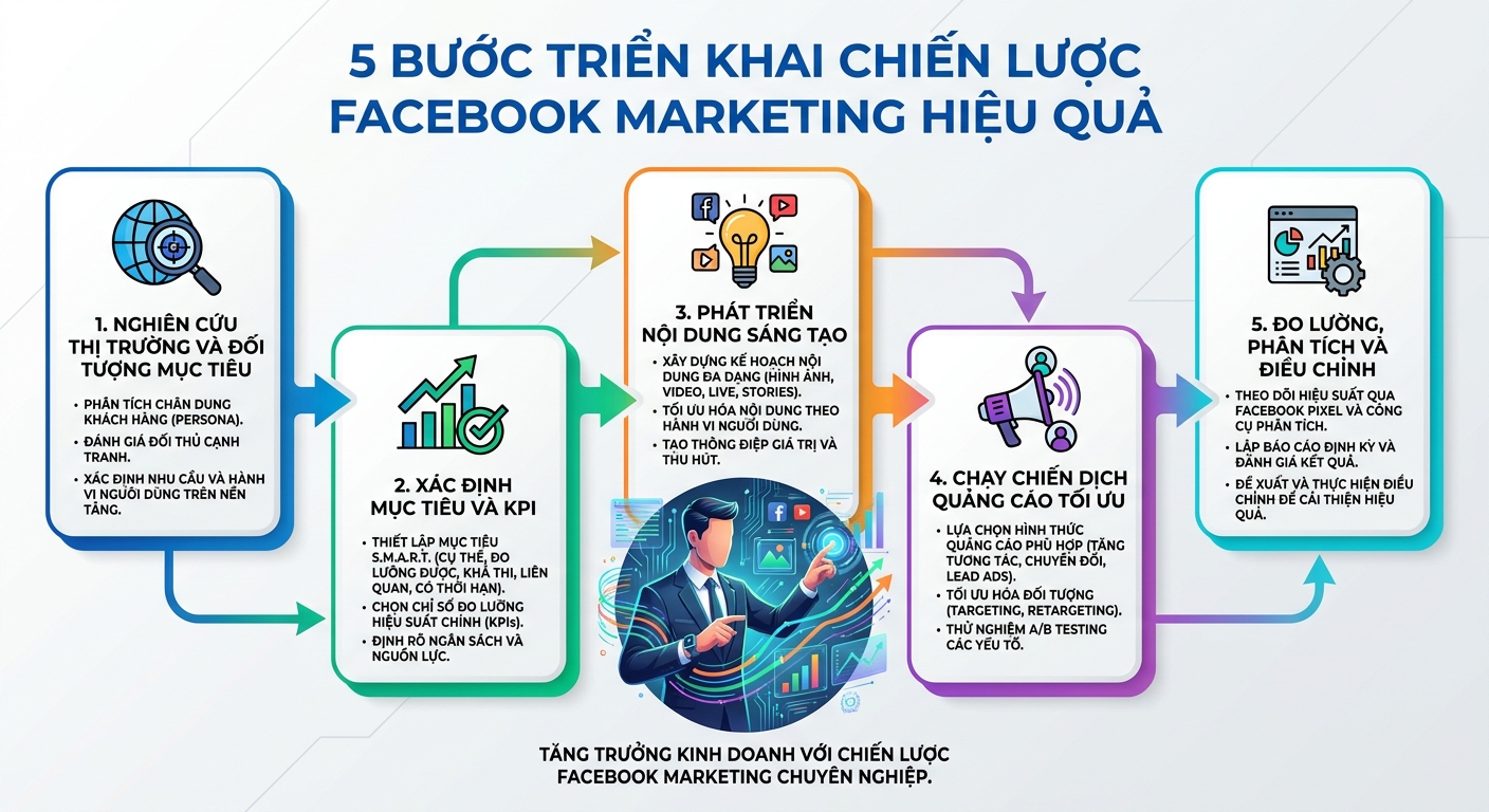 Hình ảnh minh họa cho 5 Bước Triển Khai Chiến Lược Facebook Marketing Hiệu Quả