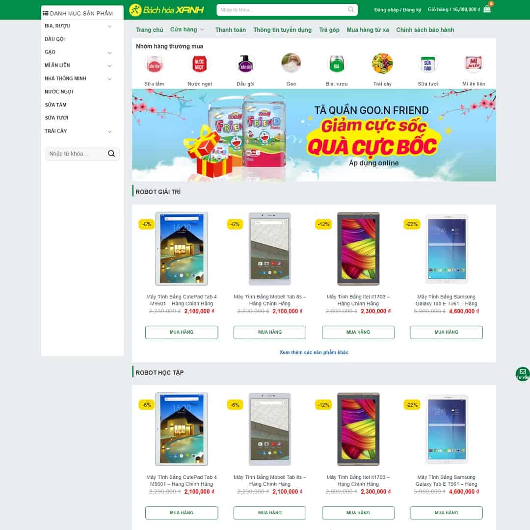 Theme wordpress bách hóa shop