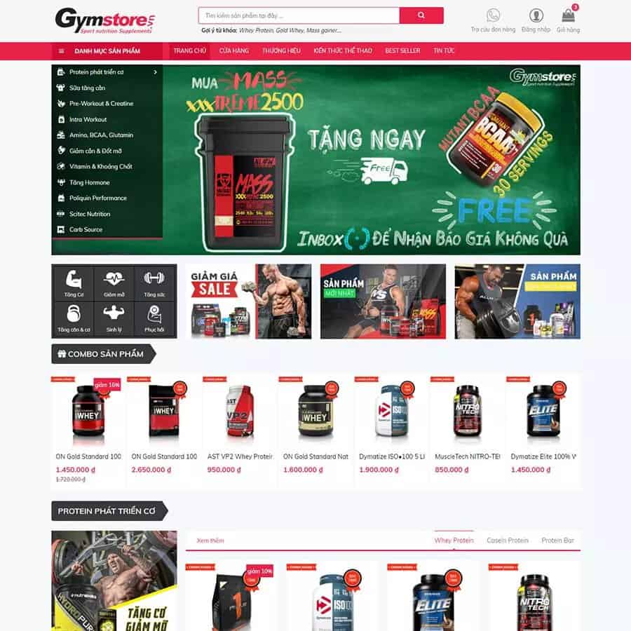 Theme WordPress bán thực phẩm phòng gym
