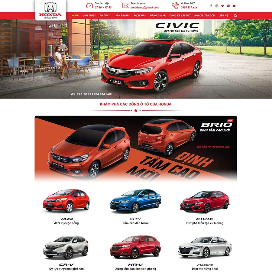 Theme WordPress bán ô tô Honda 03