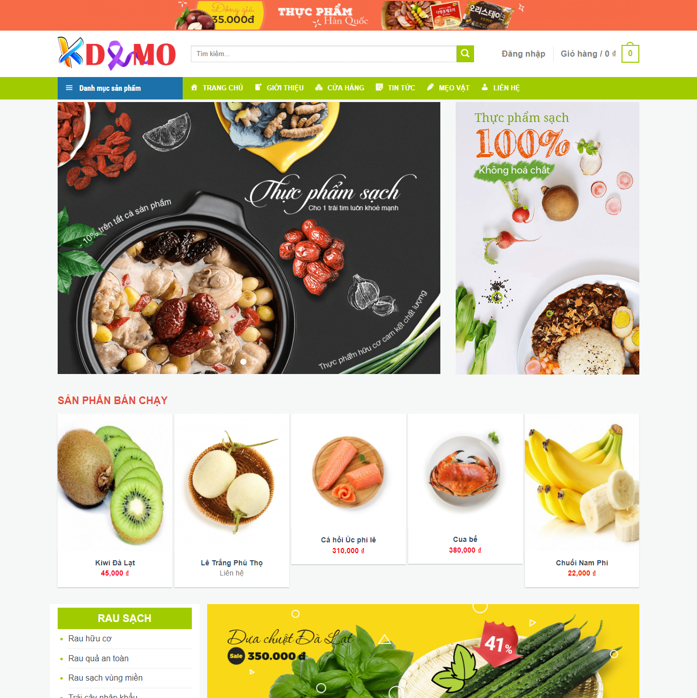 Theme WordPress Thực phẩm sạch