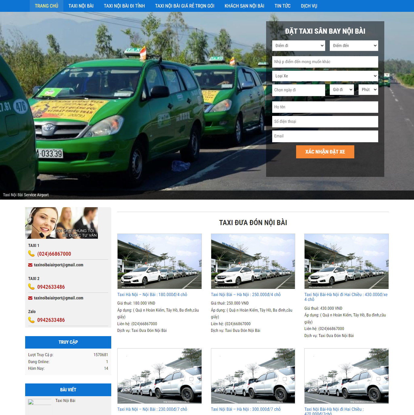 Theme WordPress dịch vụ thuê xe taxi