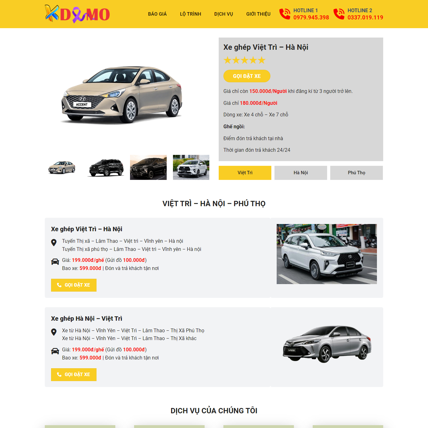 Theme WordPress Dịch vụ thuê xe ghép
