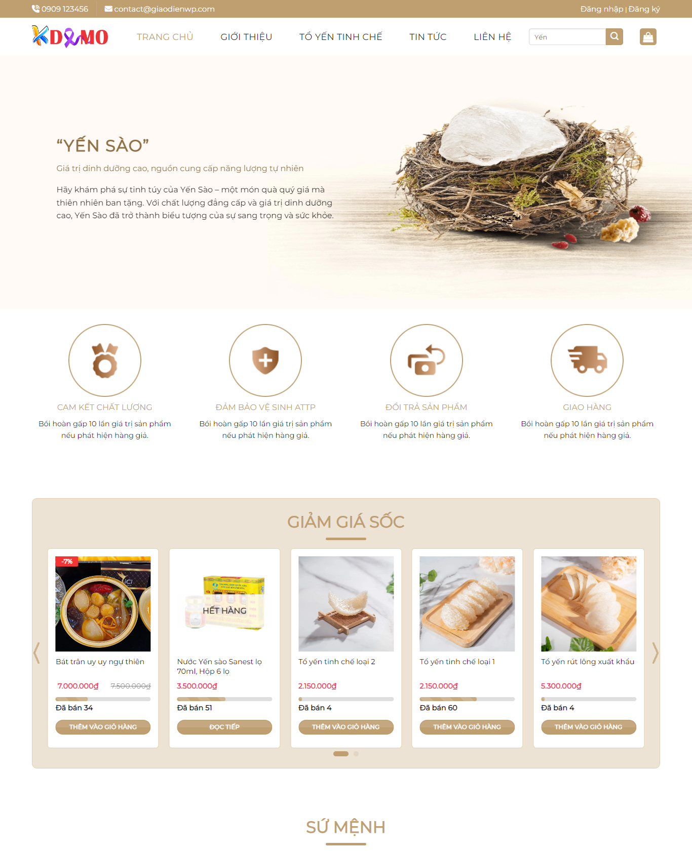 Theme WordPress Bán Yến sào
