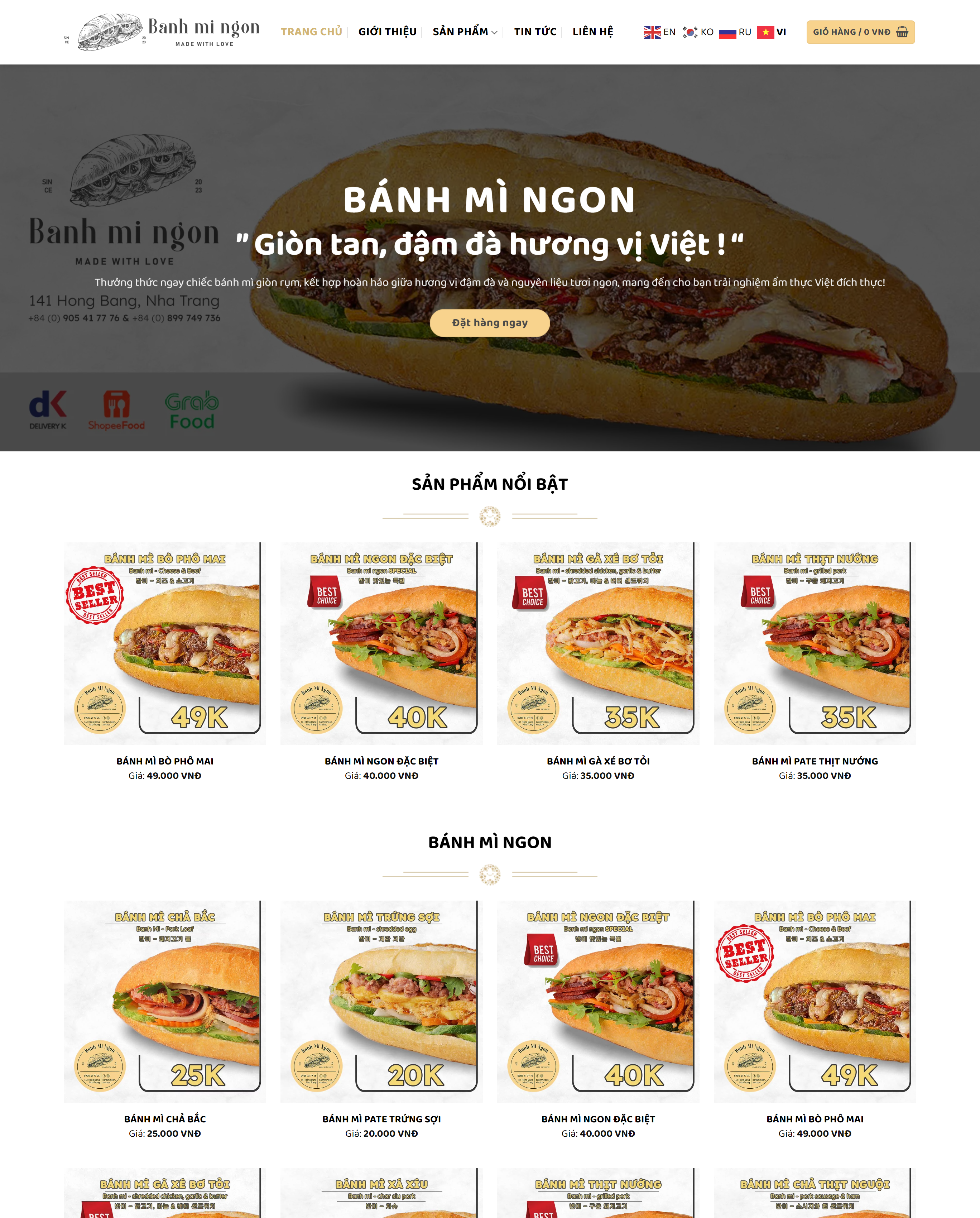 Theme WordPress Bánh mì ngon
